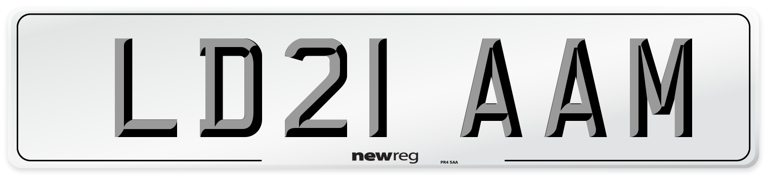LD21 AAM Number Plate from New Reg
